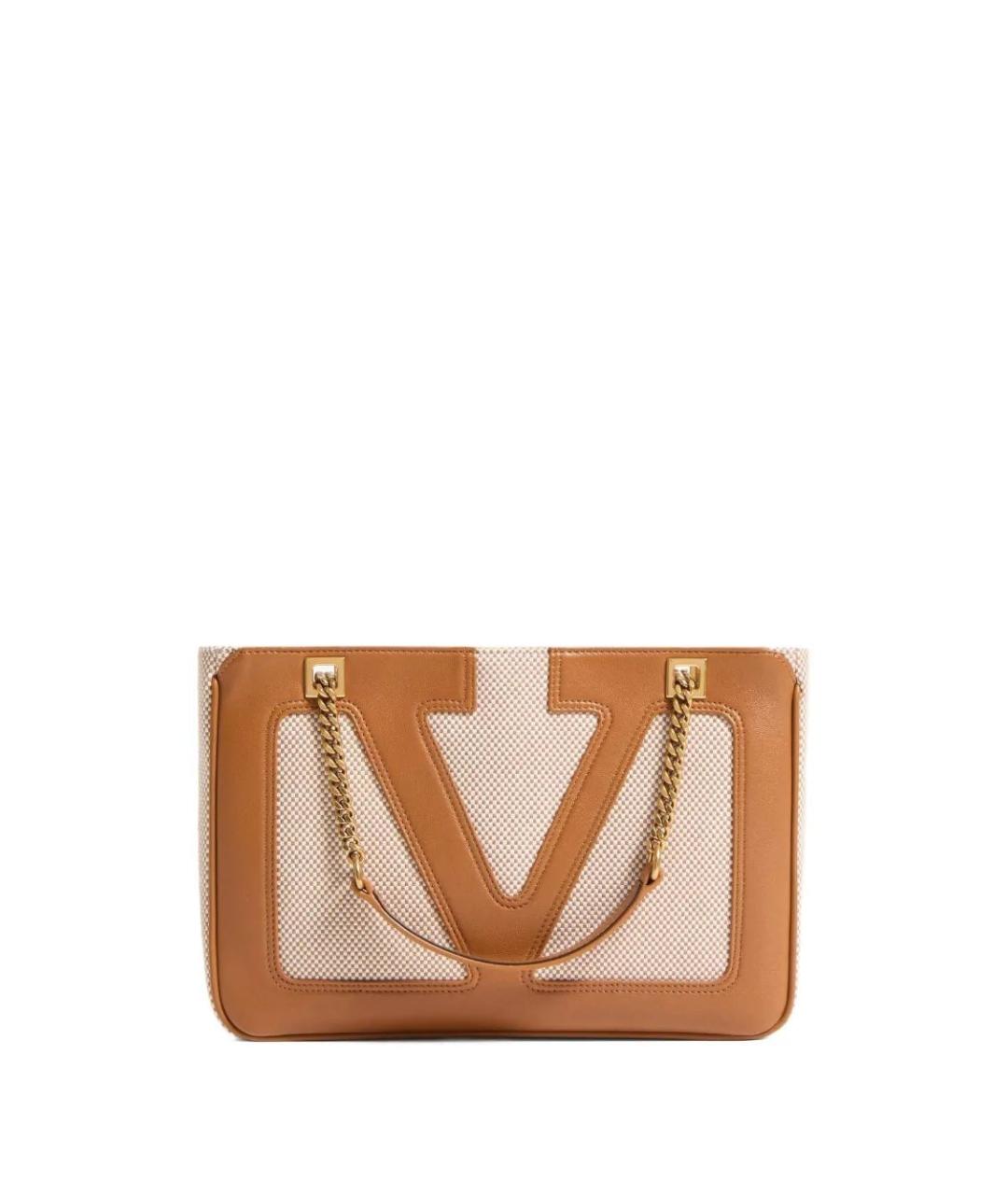 VALENTINO Коричневая хлопковая сумка тоут, фото 1