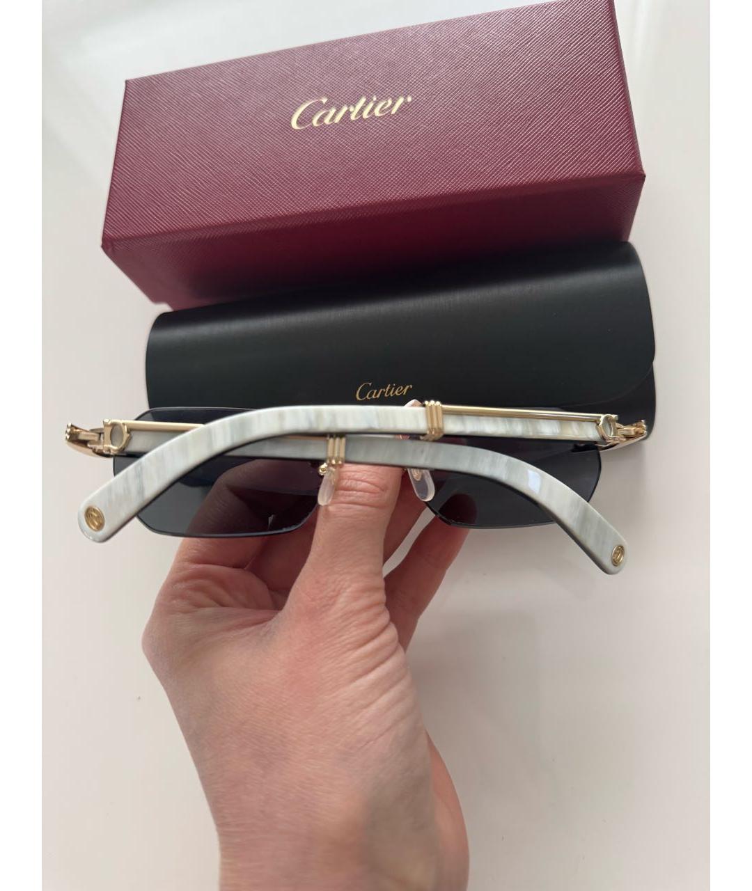 CARTIER Белые солнцезащитные очки из рога буйвола, фото 2