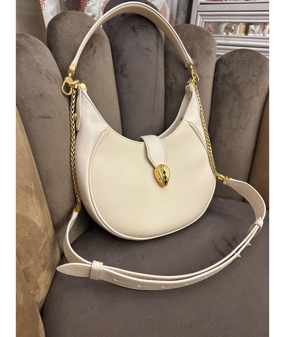 BVLGARI Бежевая кожаная сумка через плечо, фото 7
