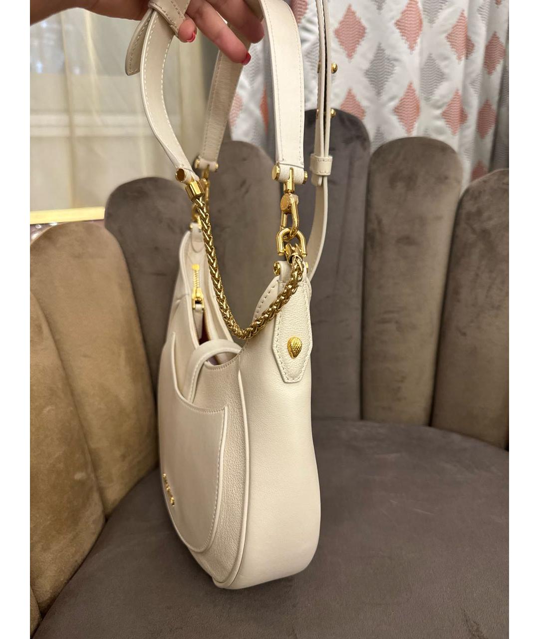 BVLGARI Бежевая кожаная сумка через плечо, фото 2