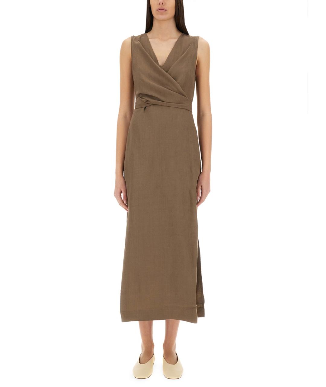 BRUNELLO CUCINELLI Коричневое вискозное повседневное платье, фото 2