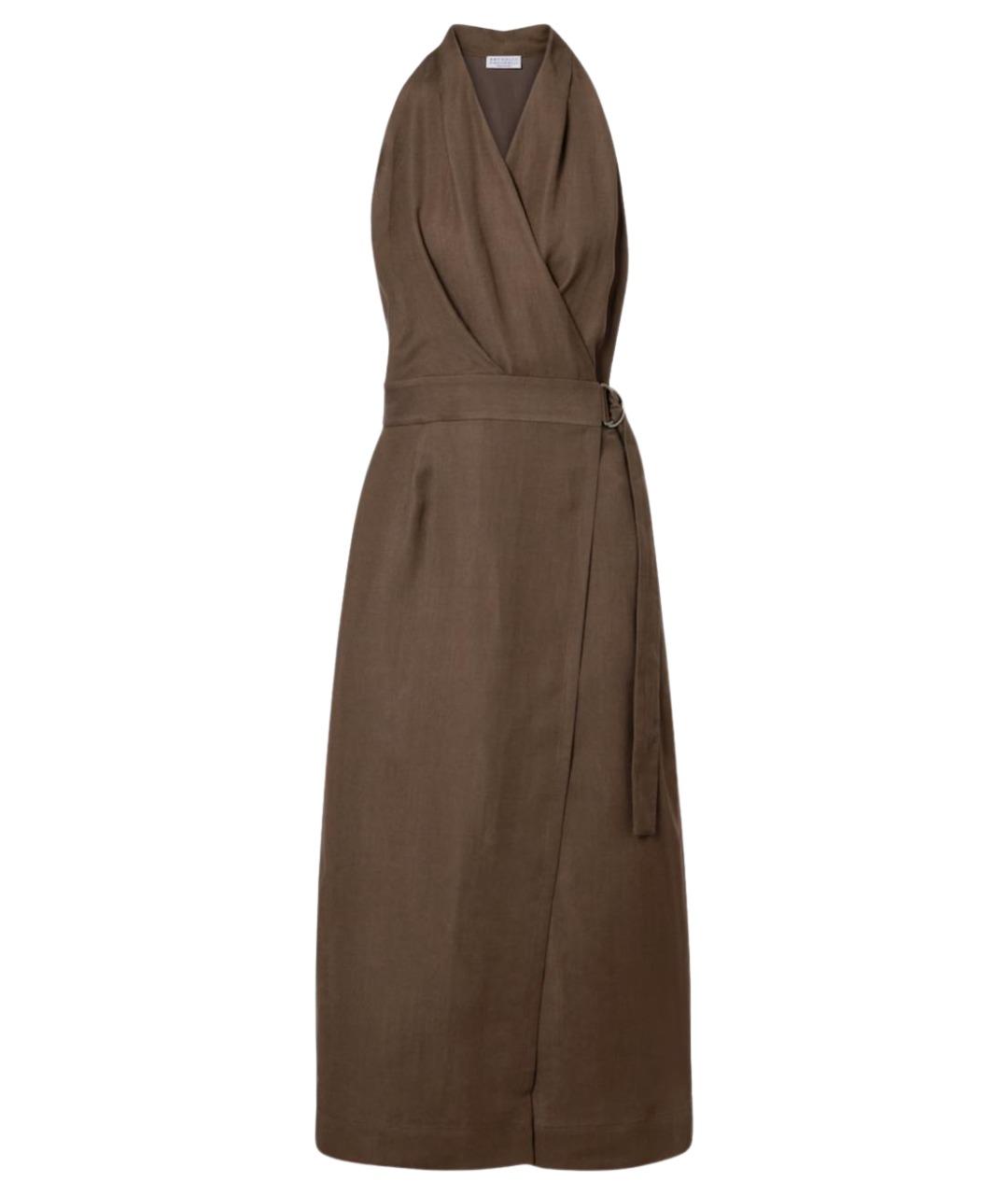 BRUNELLO CUCINELLI Коричневое вискозное повседневное платье, фото 1