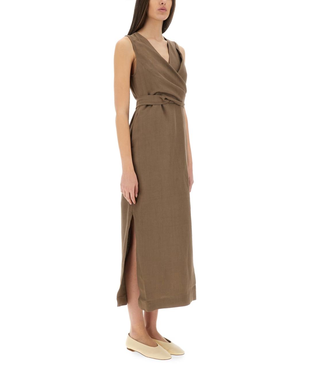 BRUNELLO CUCINELLI Коричневое вискозное повседневное платье, фото 3