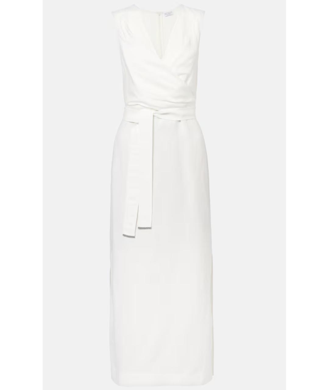 BRUNELLO CUCINELLI Белое вискозное повседневное платье, фото 6