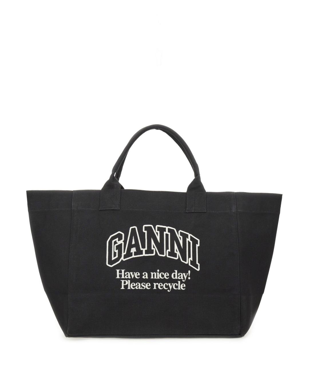 GANNI Черная хлопковая сумка тоут, фото 1