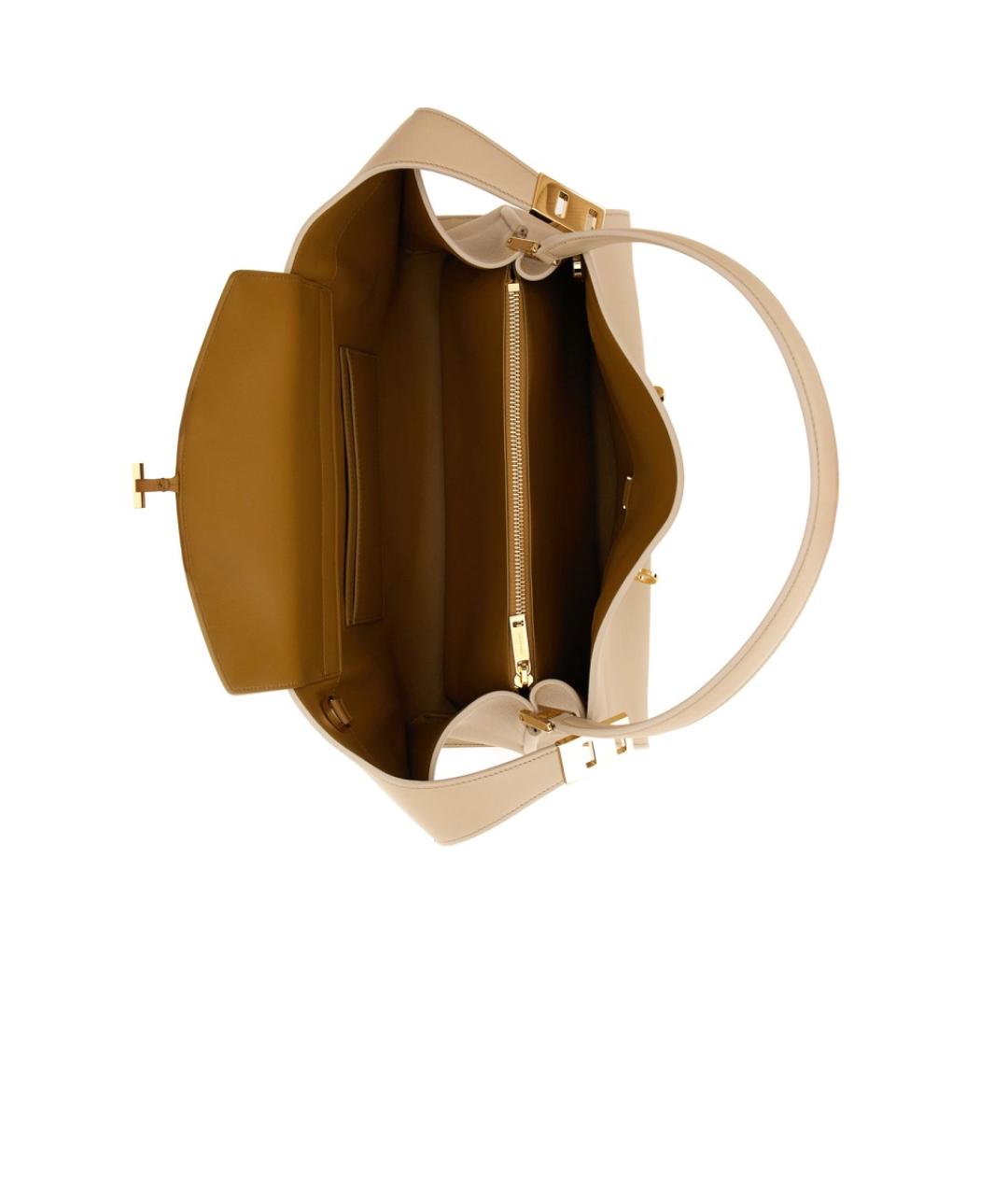 FERRAGAMO Бежевая кожаная сумка тоут, фото 4
