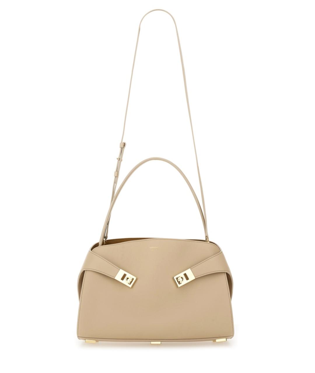 FERRAGAMO Бежевая кожаная сумка тоут, фото 3