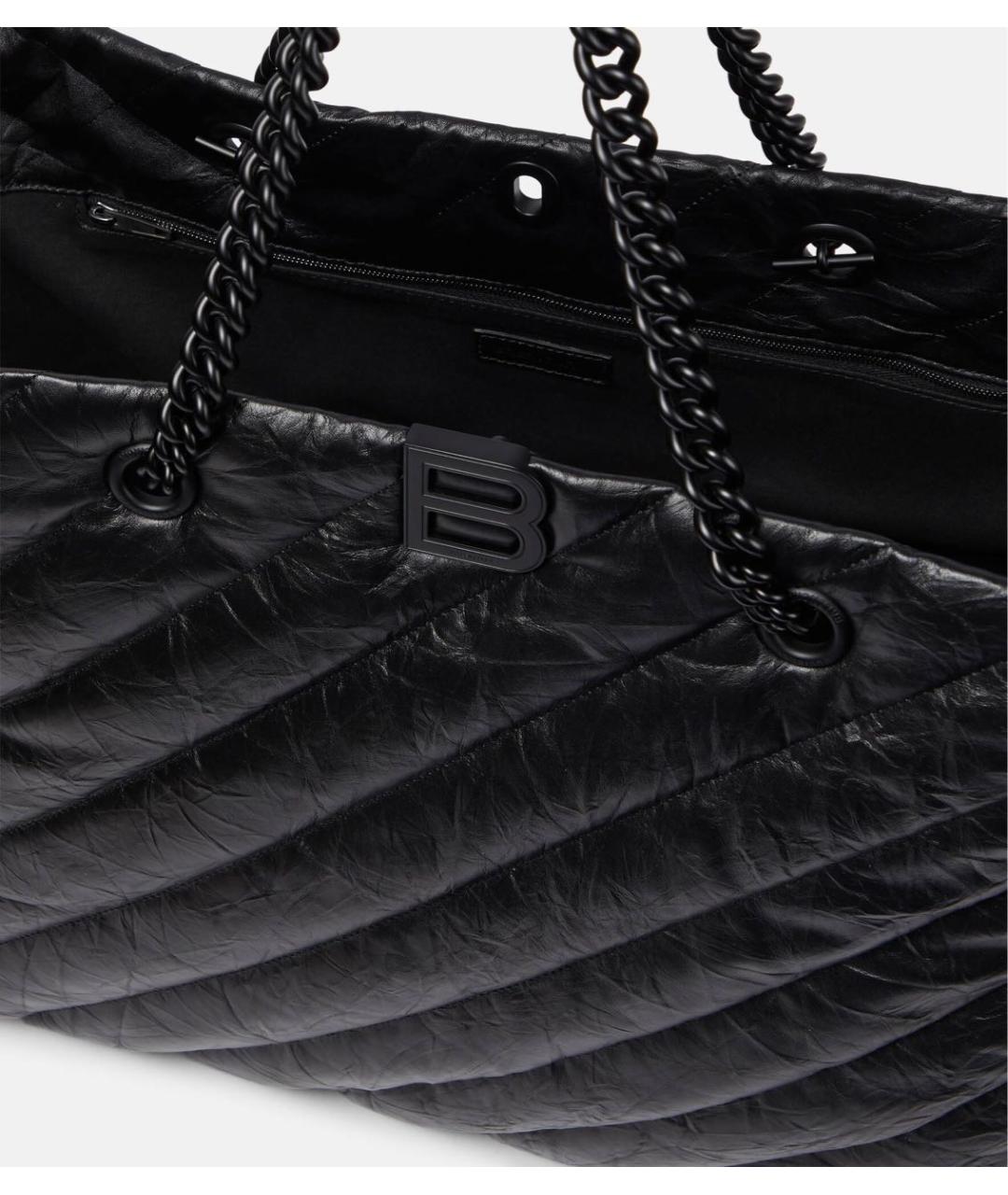 BALENCIAGA Черная кожаная сумка тоут, фото 3