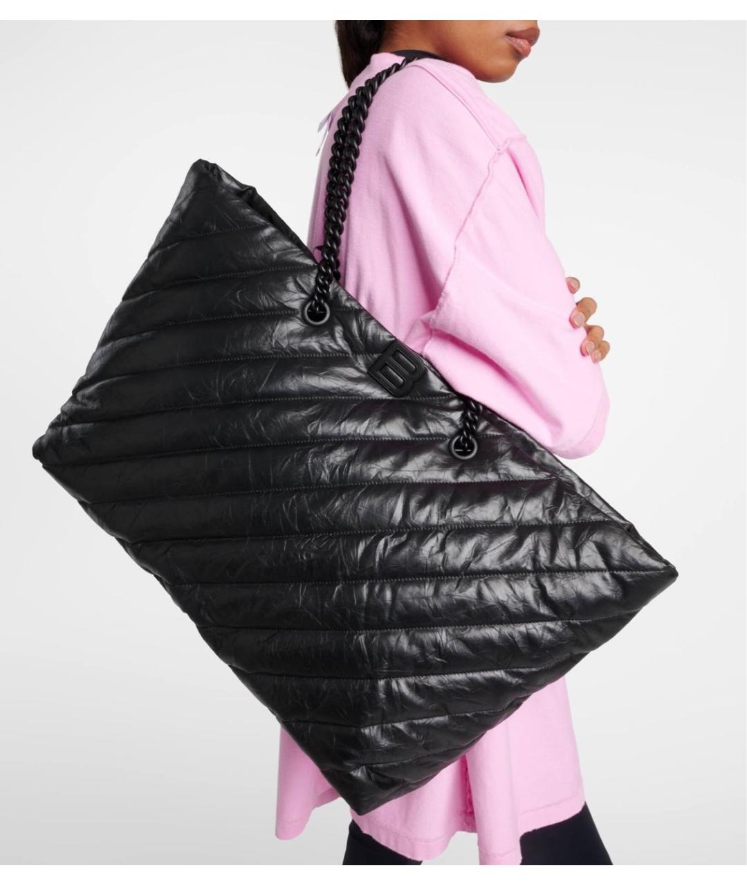 BALENCIAGA Черная кожаная сумка тоут, фото 2
