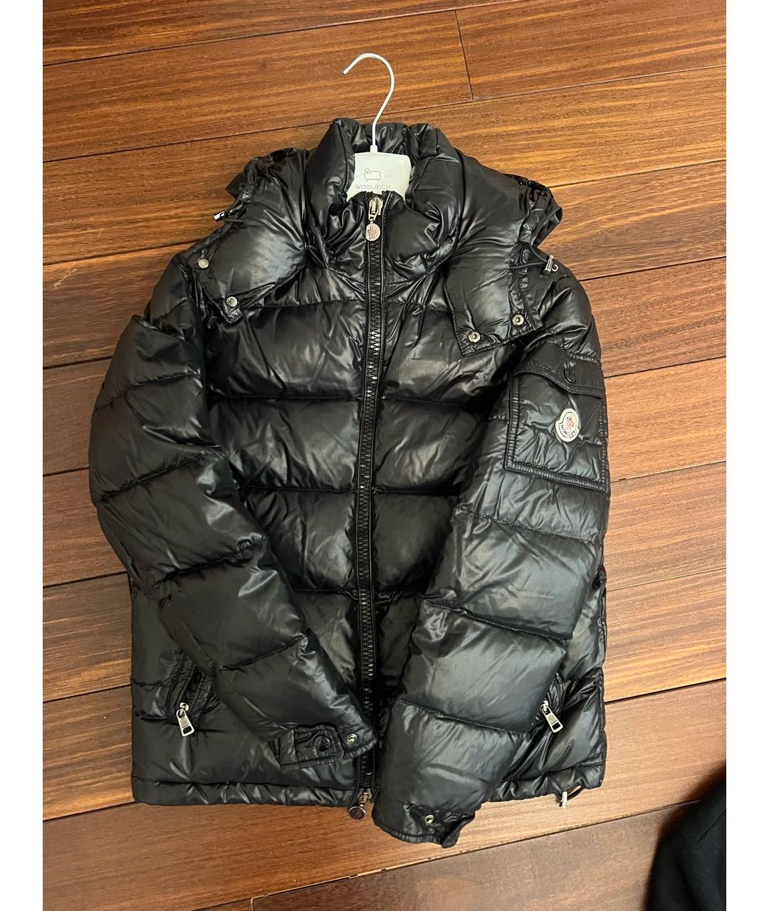 MONCLER Черный полиэстеровый пуховик, фото 4
