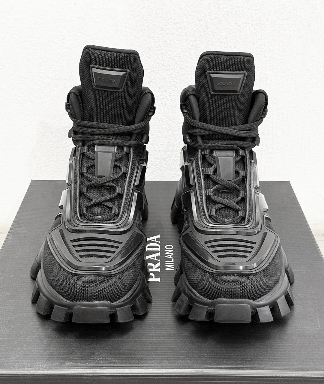 PRADA Черные синтетические высокие кроссовки / кеды, фото 5