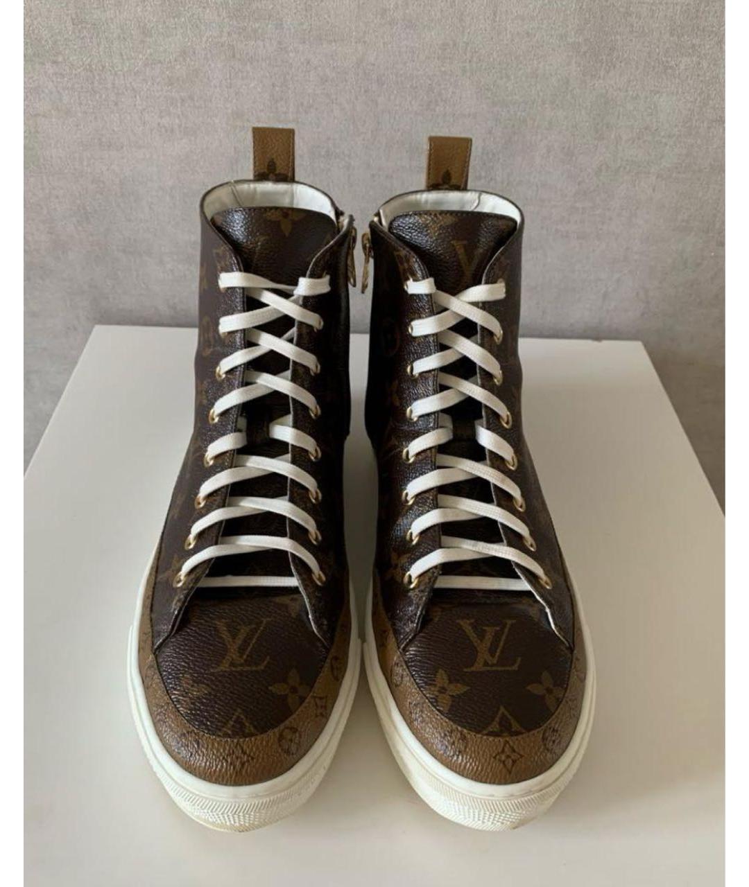 LOUIS VUITTON Коричневые кожаные кеды, фото 2