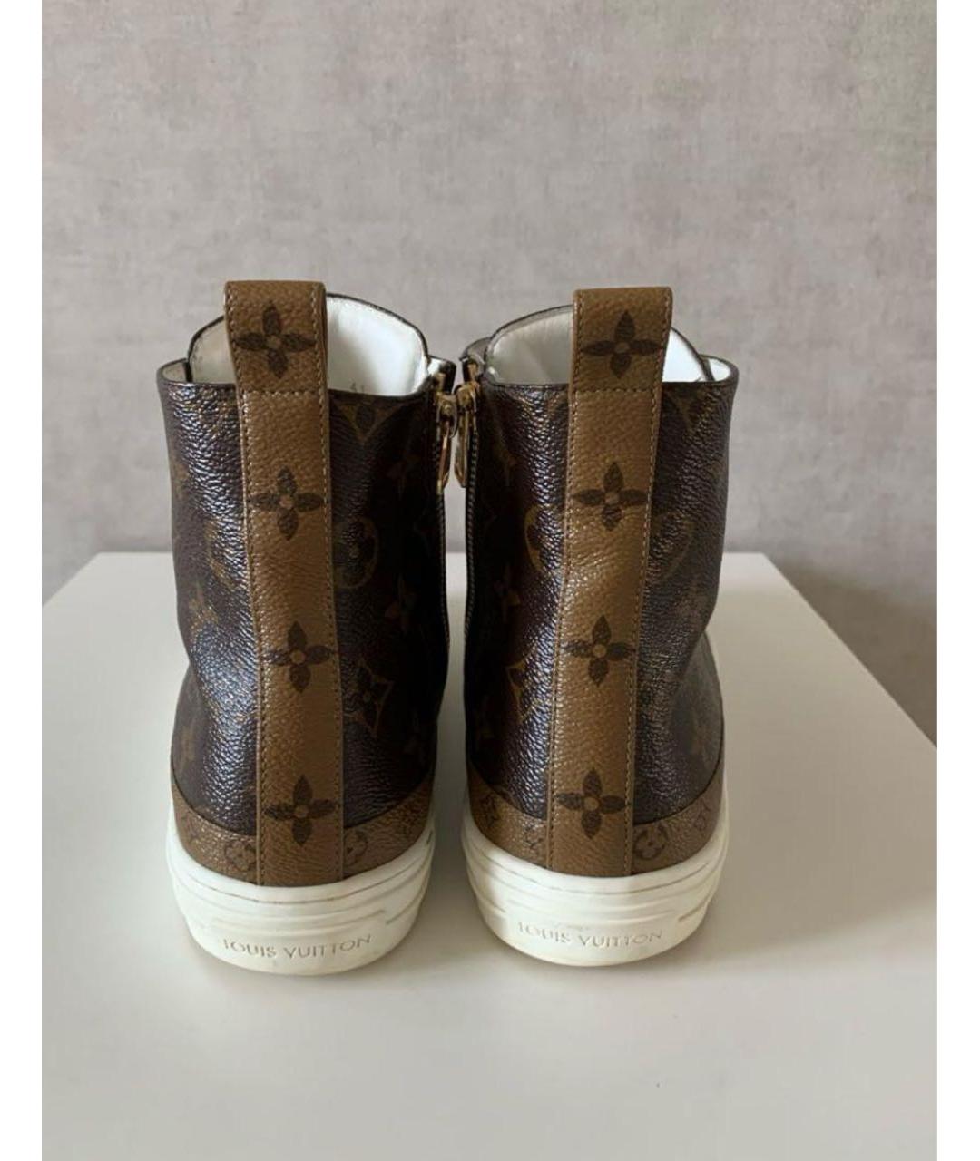 LOUIS VUITTON Коричневые кожаные кеды, фото 4
