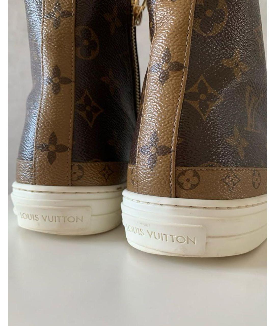 LOUIS VUITTON Коричневые кожаные кеды, фото 3