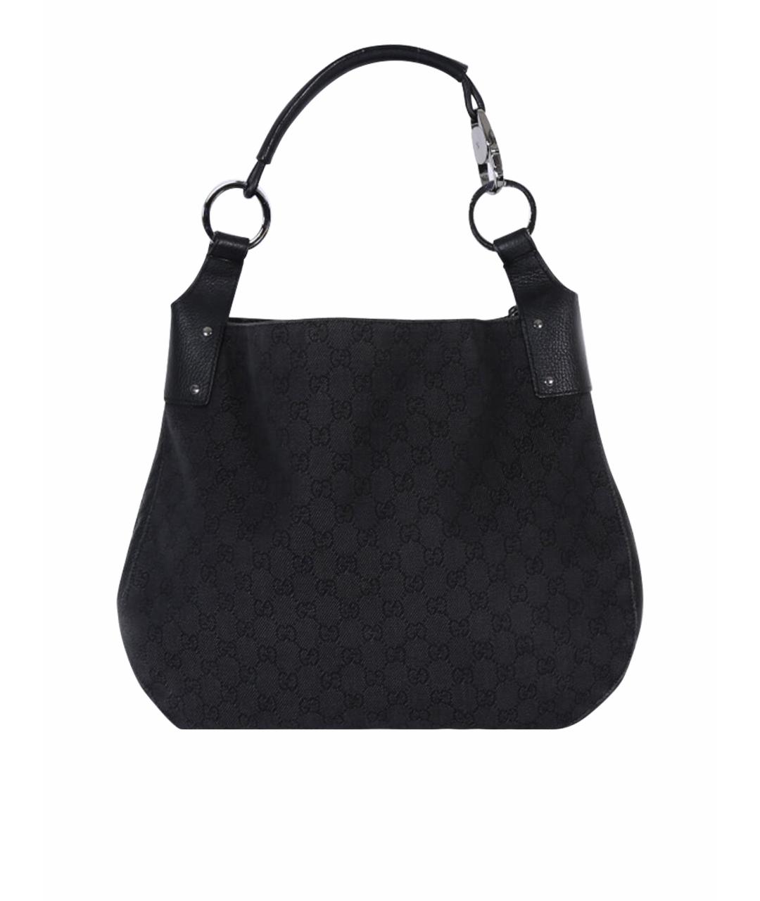 GUCCI Антрацитовая тканевая сумка с короткими ручками, фото 1