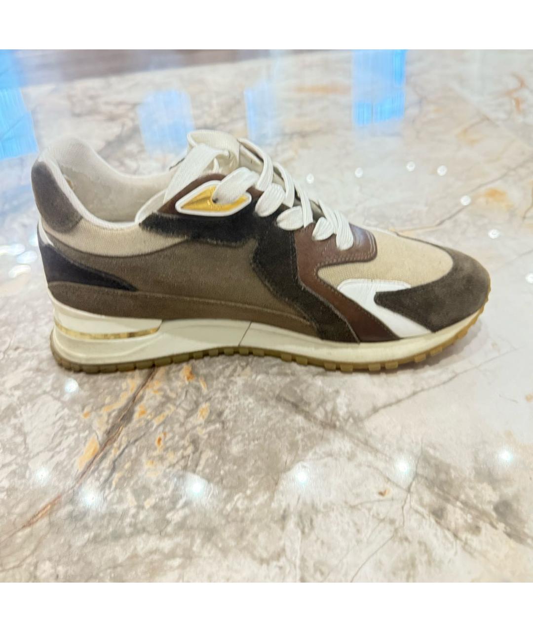 LOUIS VUITTON Хаки замшевые кроссовки, фото 5