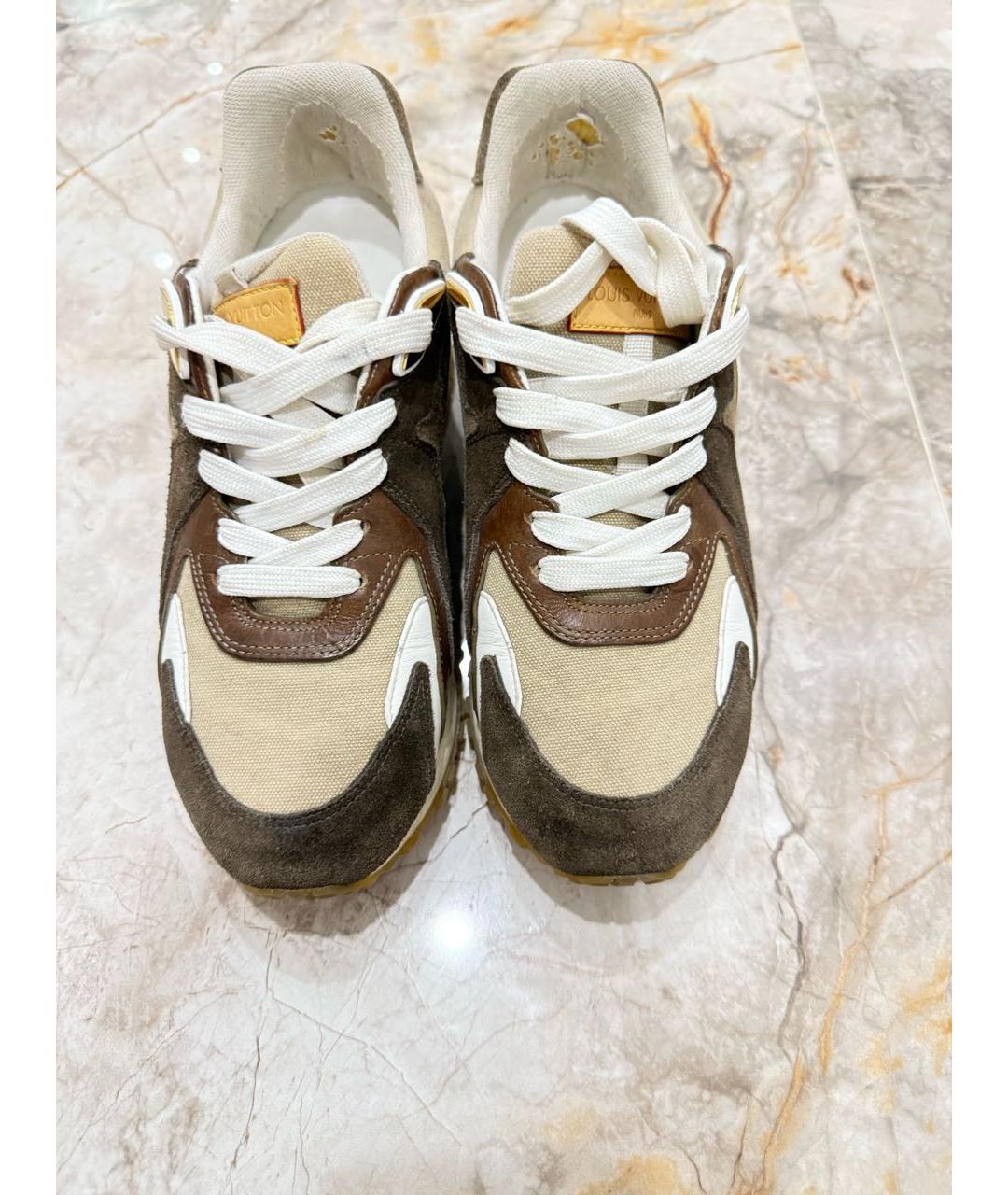 LOUIS VUITTON Хаки замшевые кроссовки, фото 2