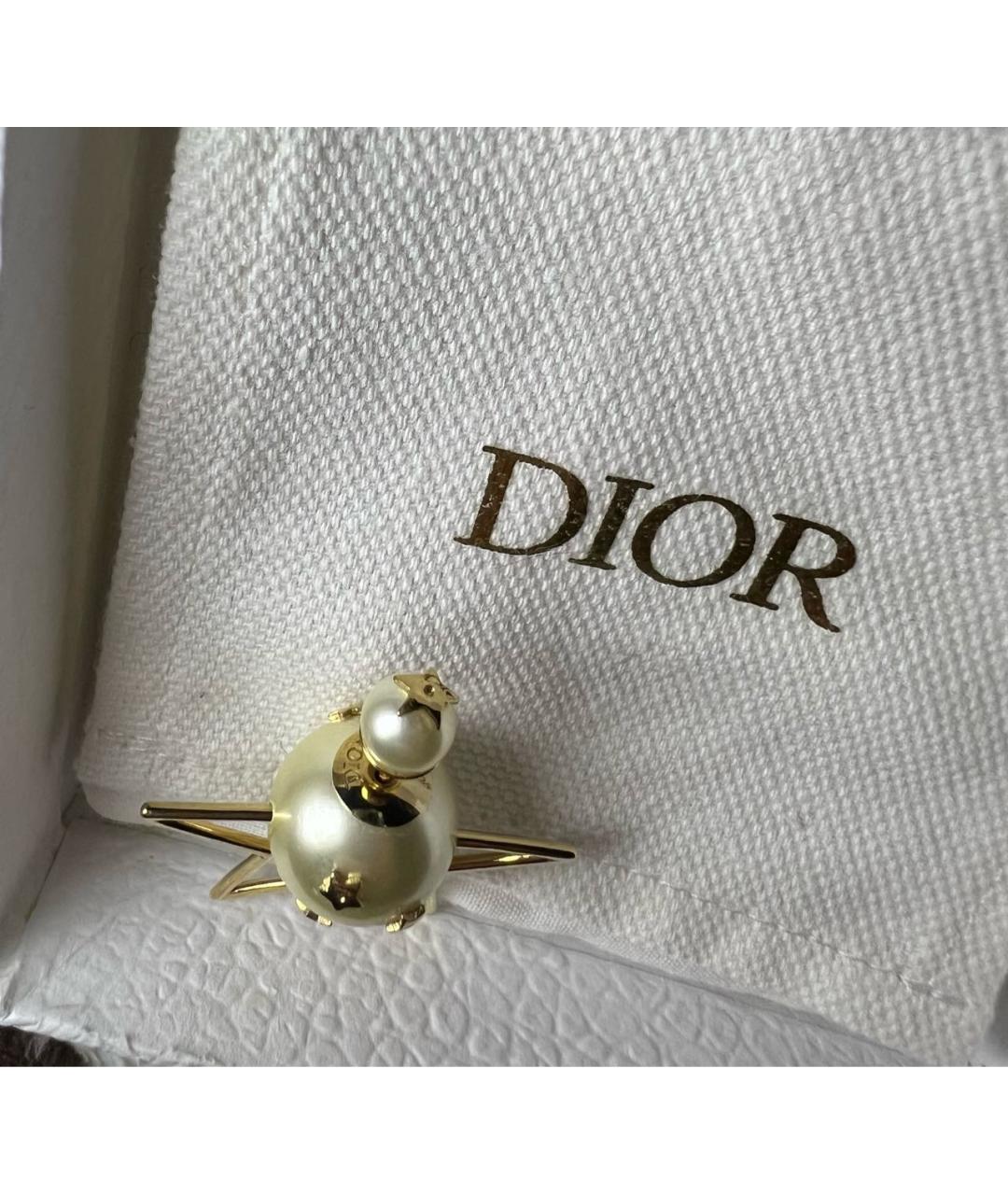 CHRISTIAN DIOR Золотые металлические серьги, фото 6