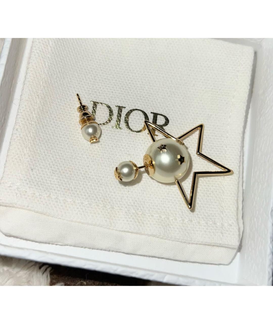 CHRISTIAN DIOR Золотые металлические серьги, фото 3