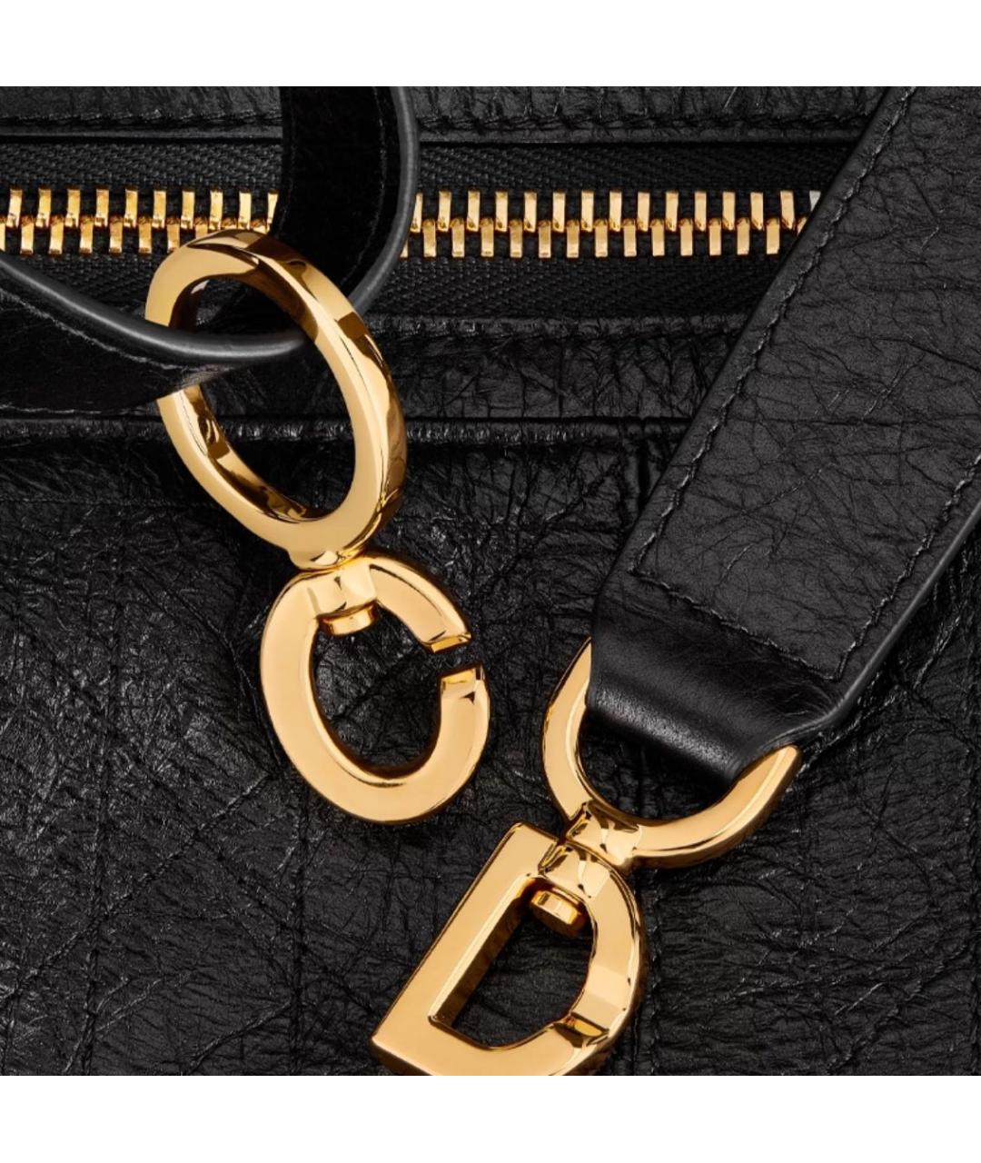 CHRISTIAN DIOR Черная кожаная сумка через плечо, фото 3