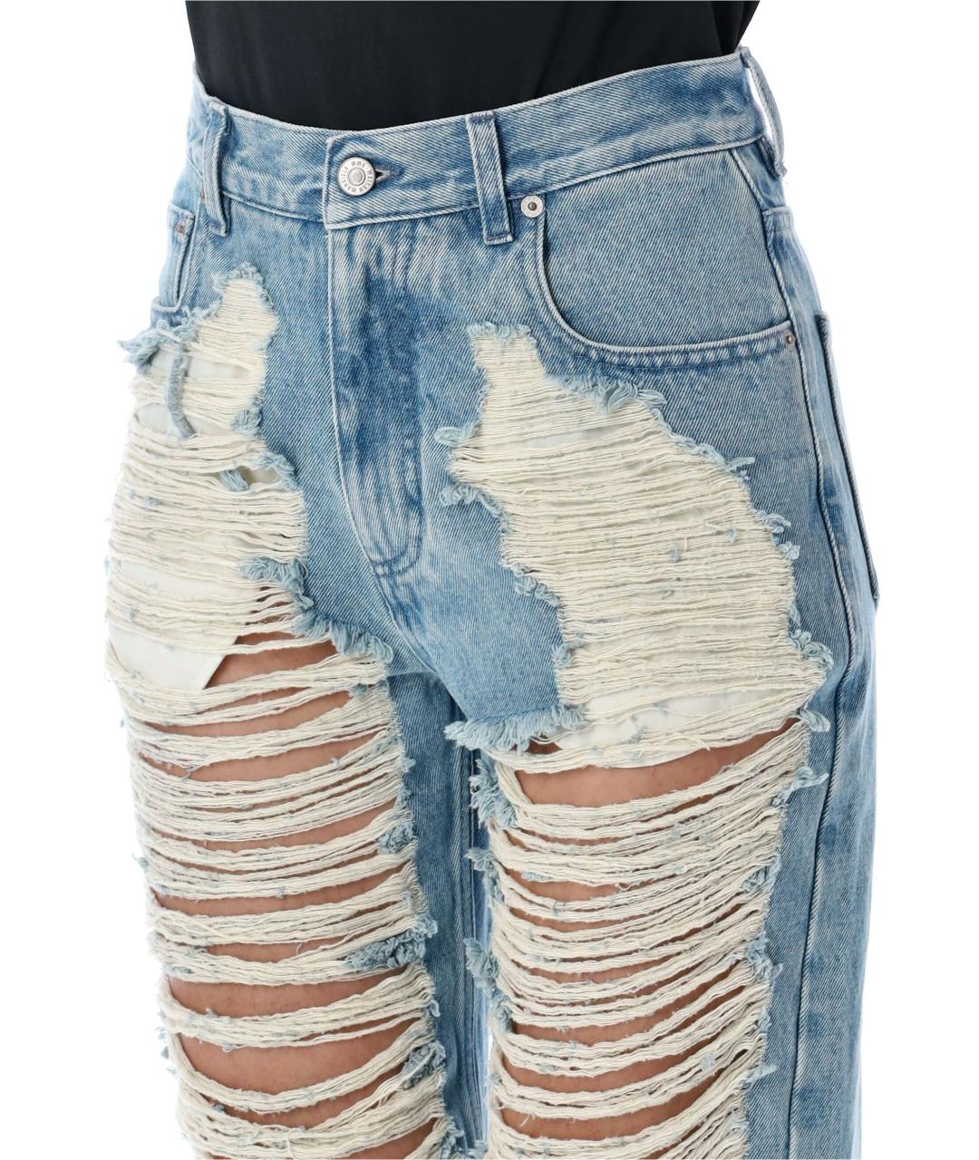 MM6 MAISON MARGIELA Синие хлопковые прямые джинсы, фото 4