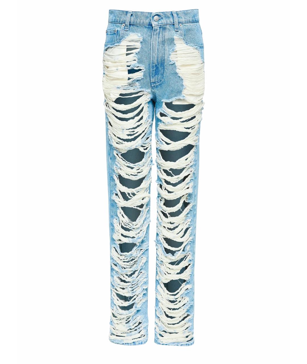 MM6 MAISON MARGIELA Синие хлопковые прямые джинсы, фото 1