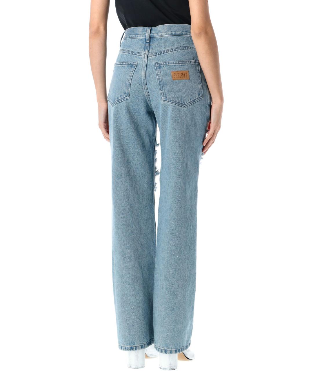 MM6 MAISON MARGIELA Синие хлопковые прямые джинсы, фото 3