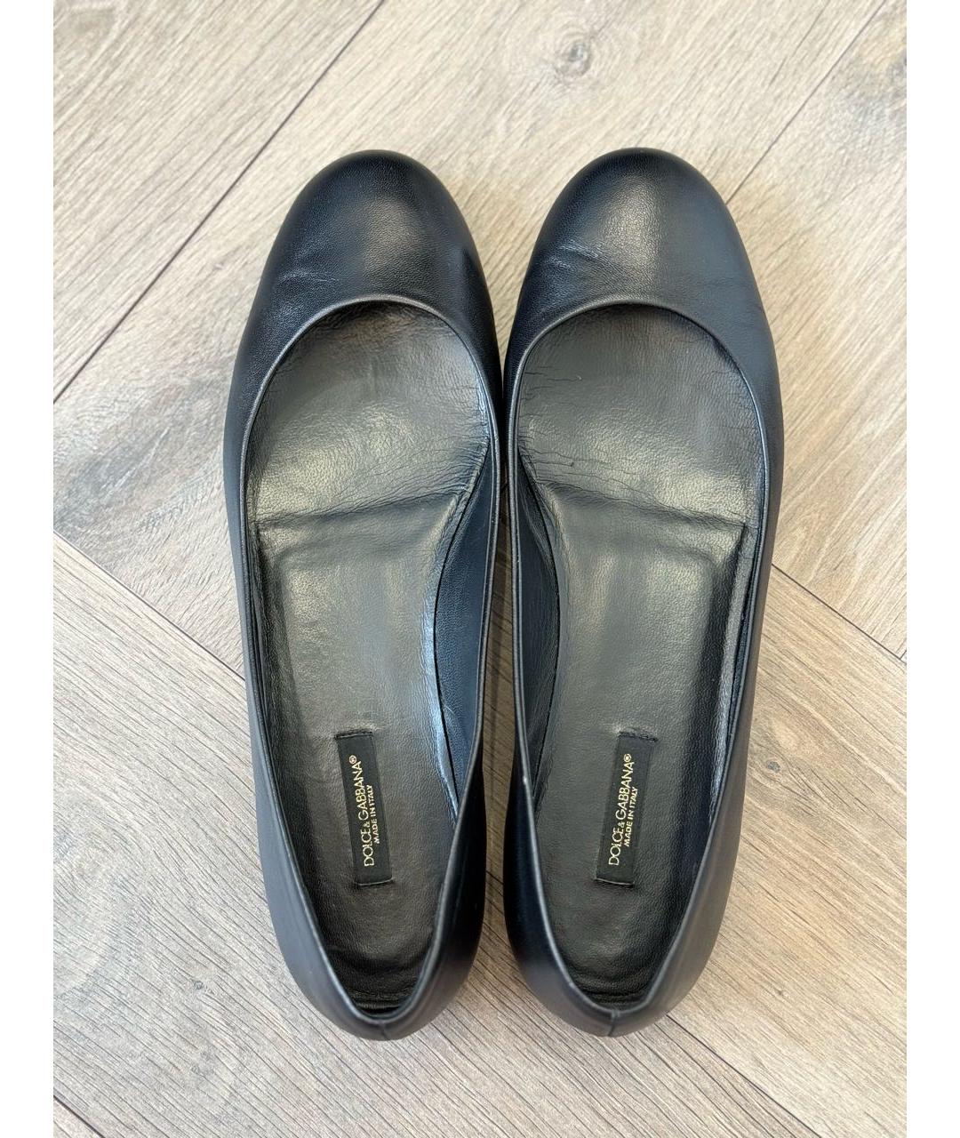 DOLCE&GABBANA Черные кожаные балетки, фото 3