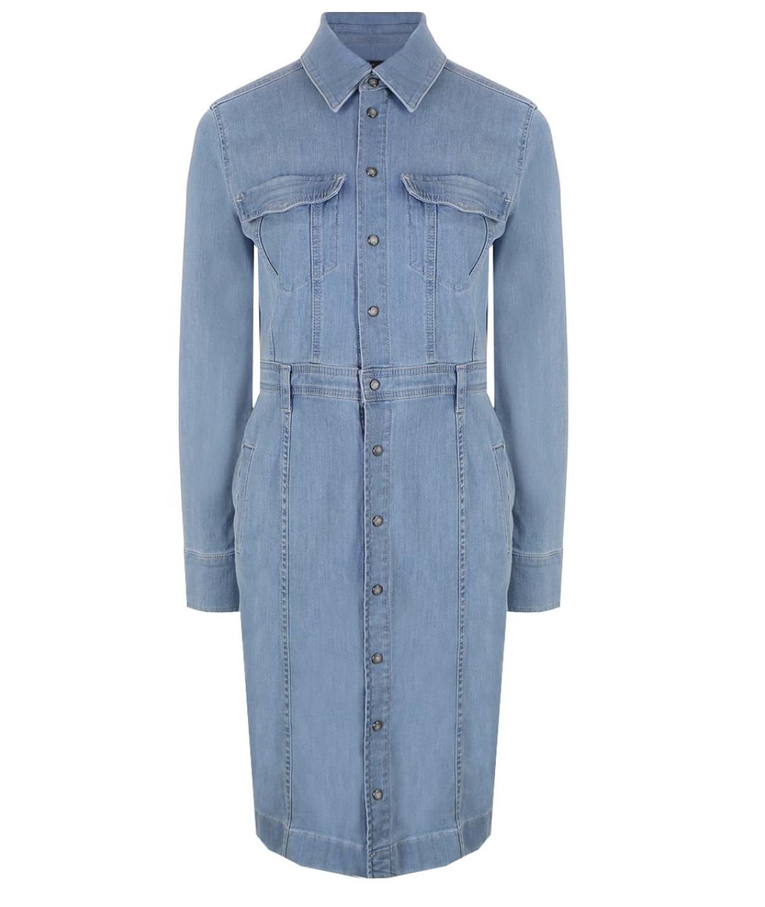 7 FOR ALL MANKIND Голубое хлопковое повседневное платье, фото 1