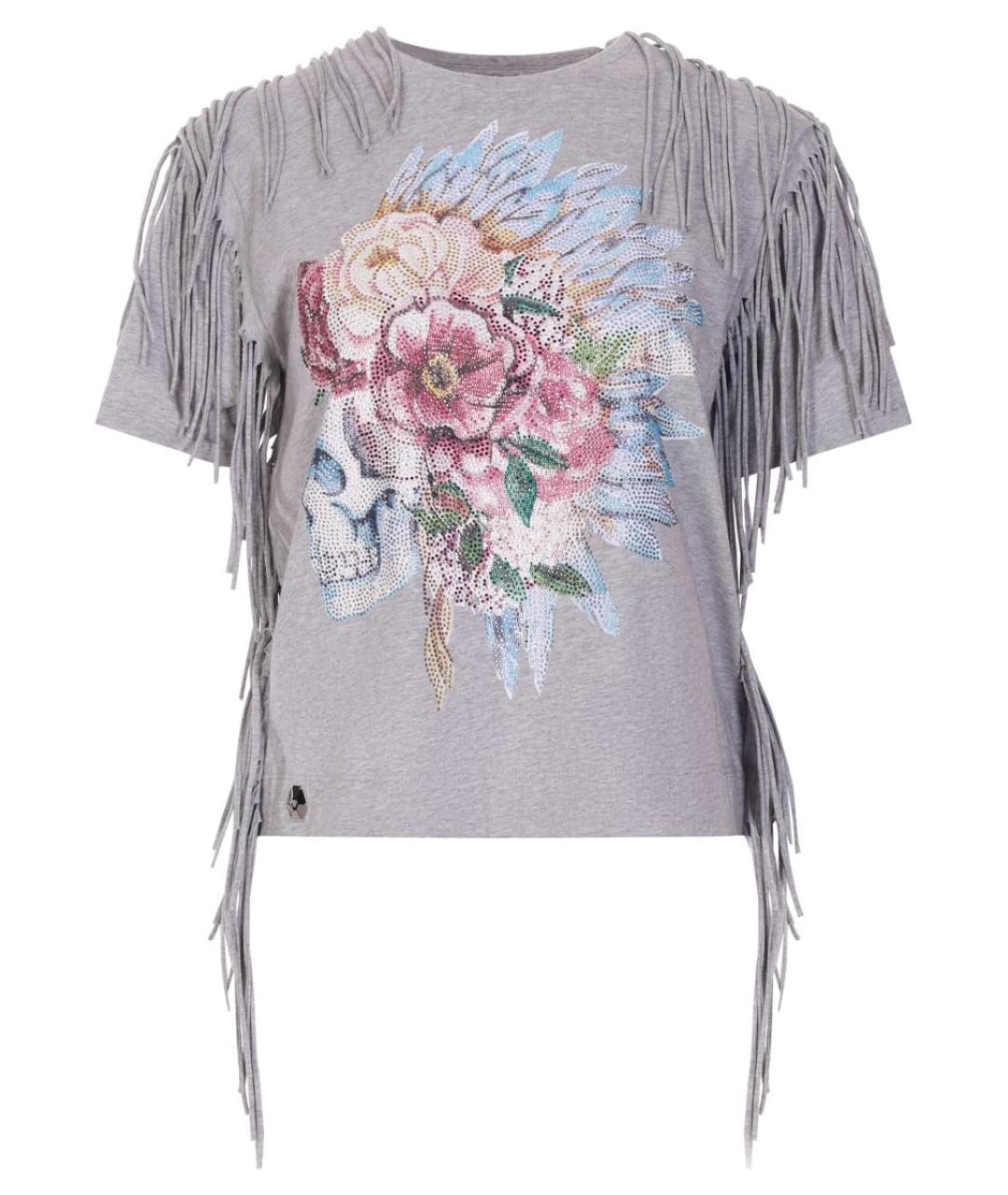 PHILIPP PLEIN Серая хлопковая футболка, фото 1