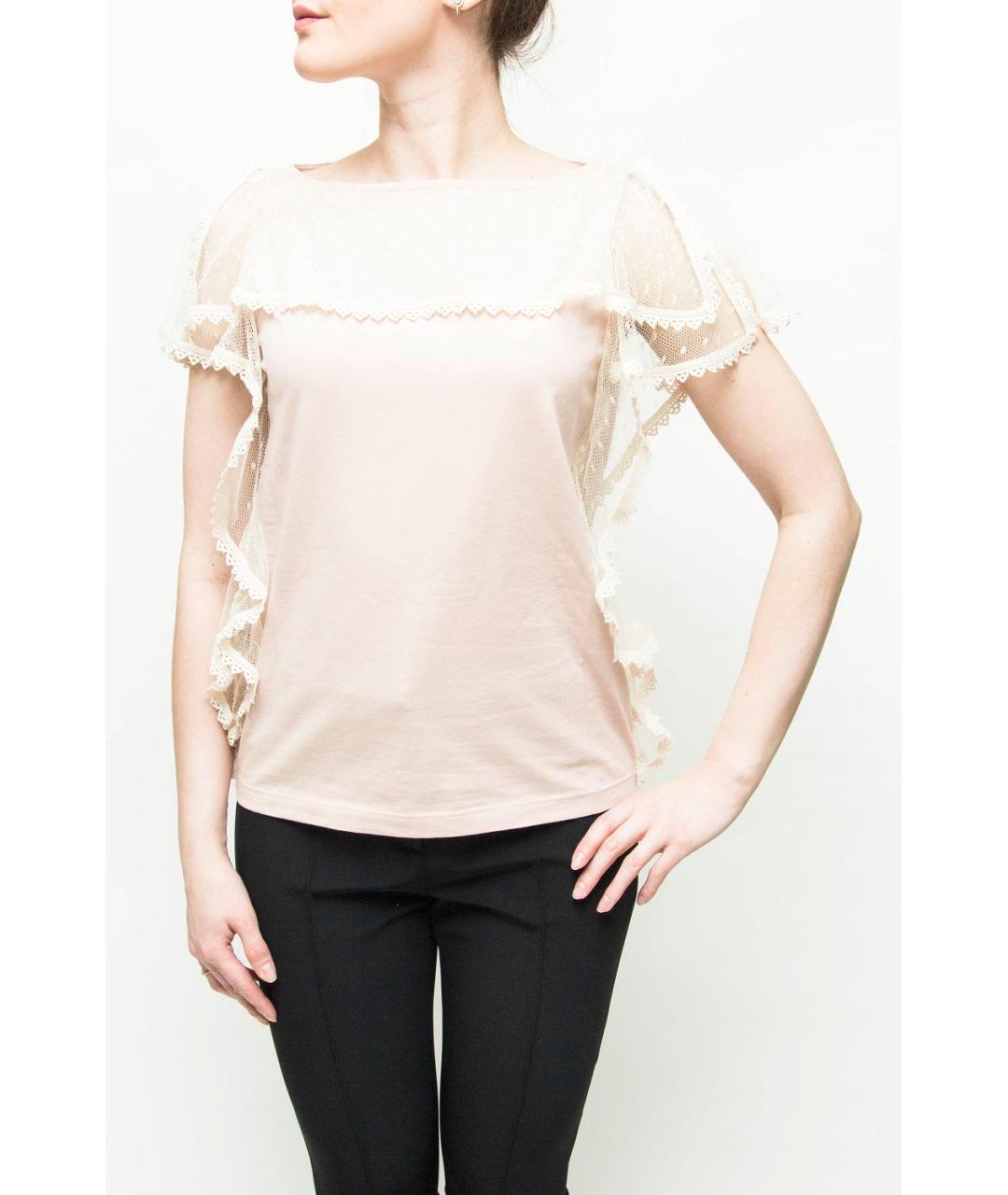 RED VALENTINO Розовая хлопковая футболка, фото 4
