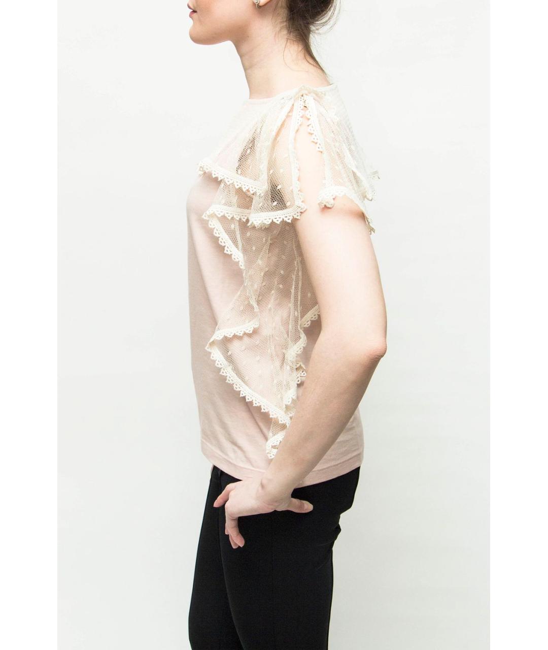 RED VALENTINO Розовая хлопковая футболка, фото 2