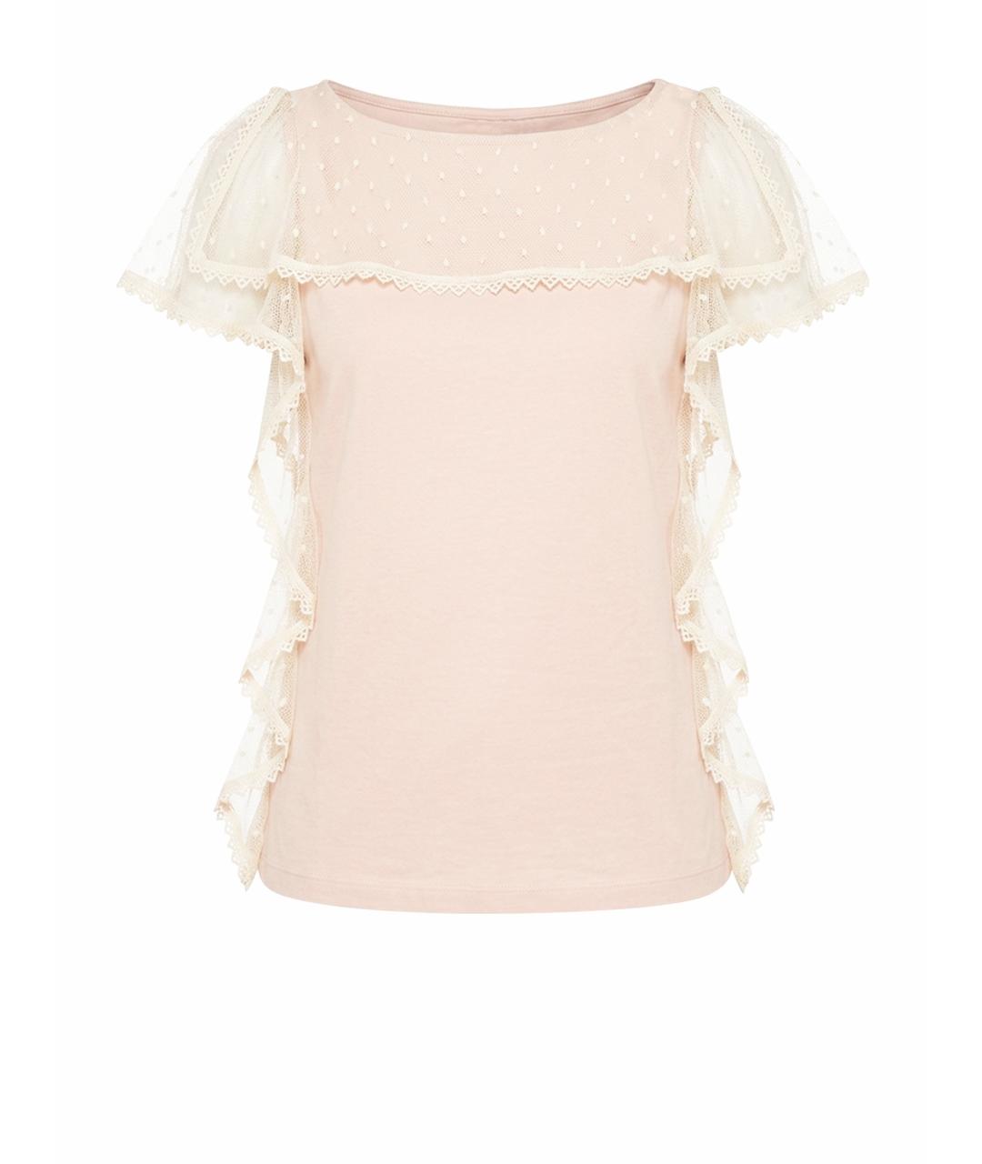 RED VALENTINO Розовая хлопковая футболка, фото 1