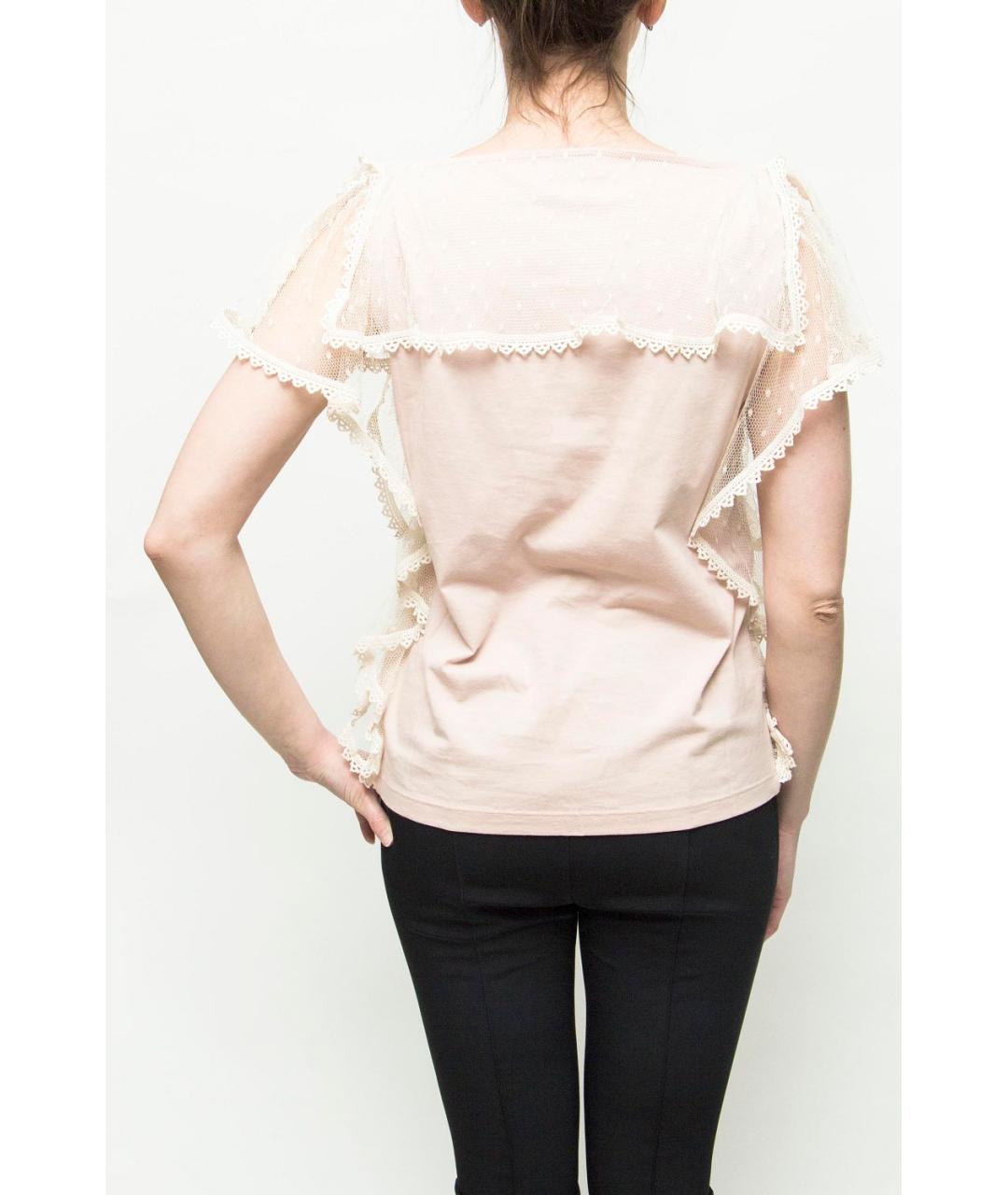 RED VALENTINO Розовая хлопковая футболка, фото 3