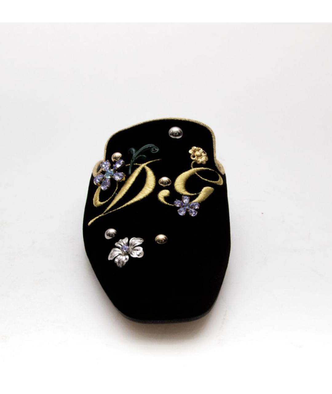 DOLCE&GABBANA Черные бархатные мюли, фото 2