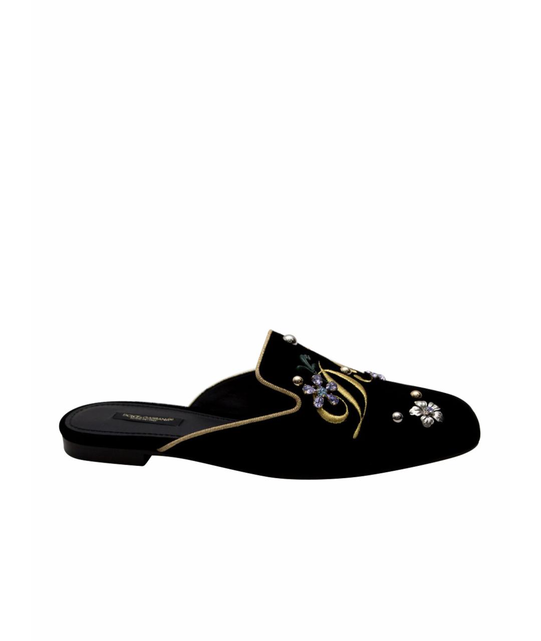 DOLCE&GABBANA Черные бархатные мюли, фото 1