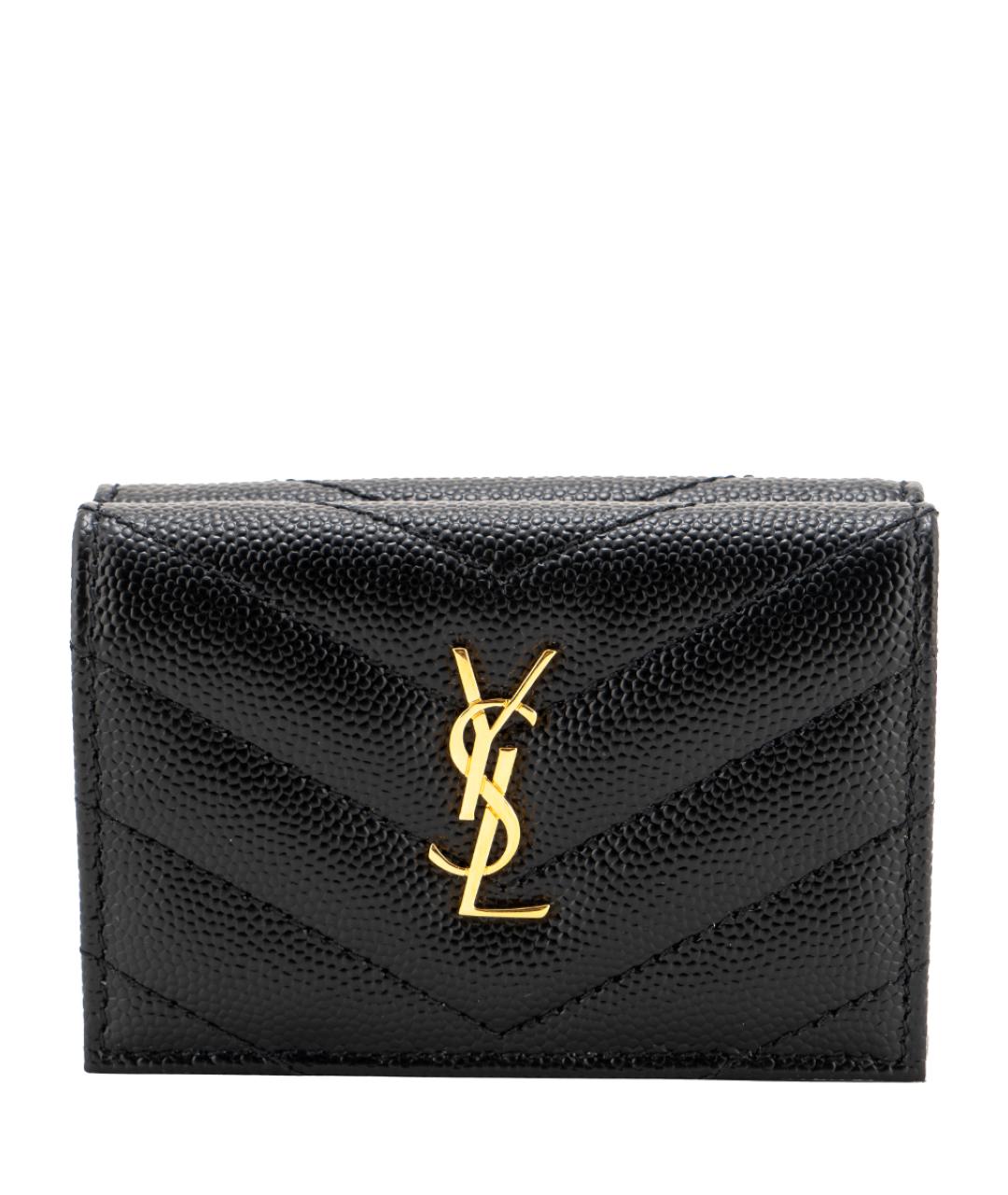SAINT LAURENT Черный кожаный кошелек, фото 1