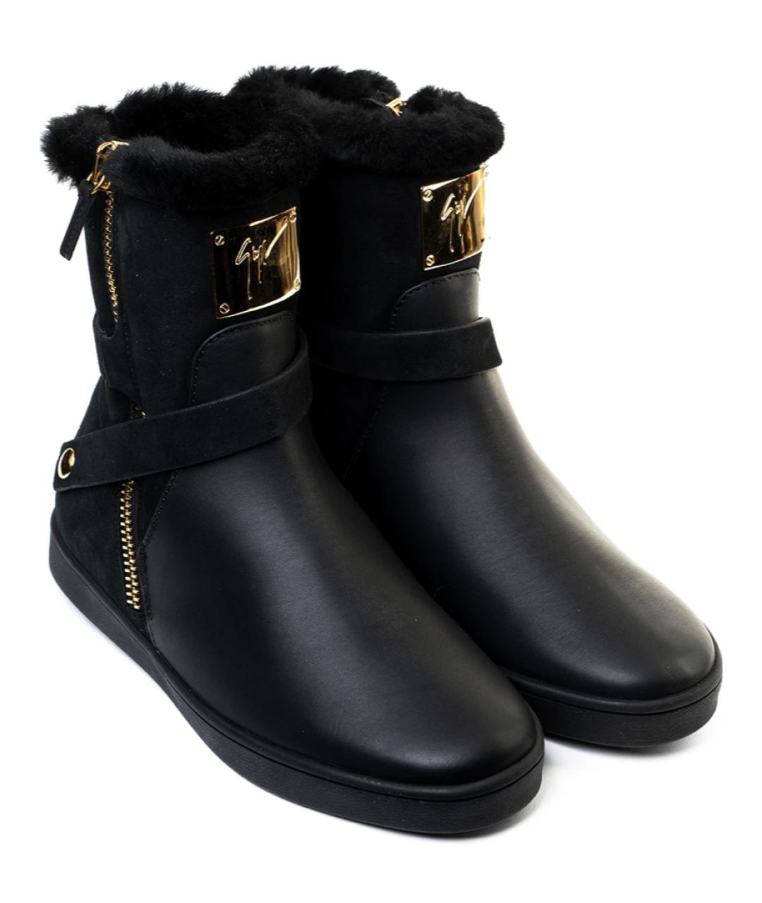 GIUSEPPE ZANOTTI DESIGN Черные кожаные ботинки, фото 2