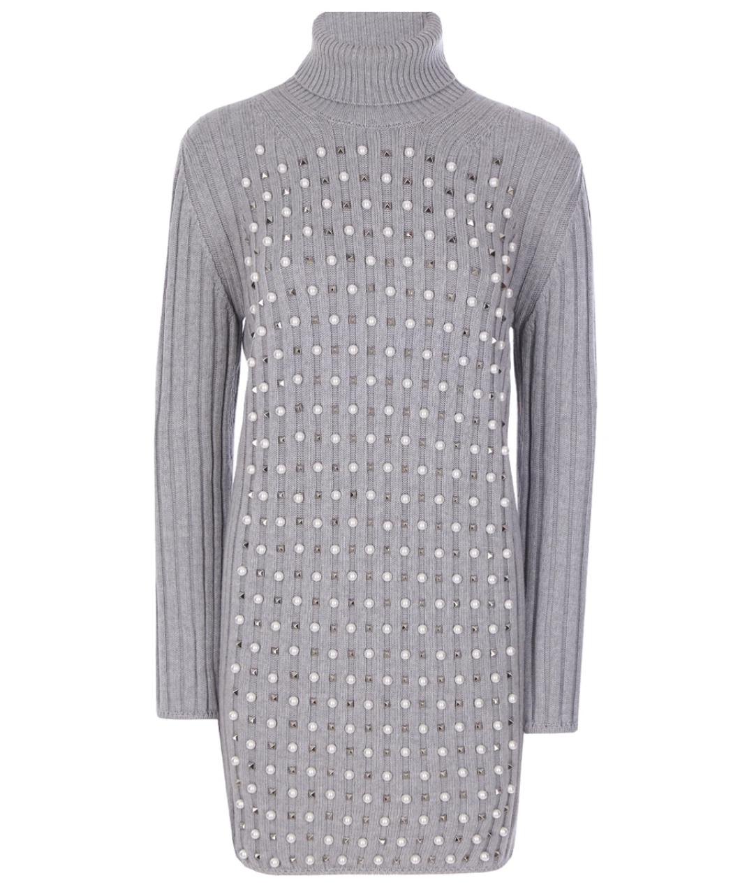PHILIPP PLEIN Серое шерстяное повседневное платье, фото 1
