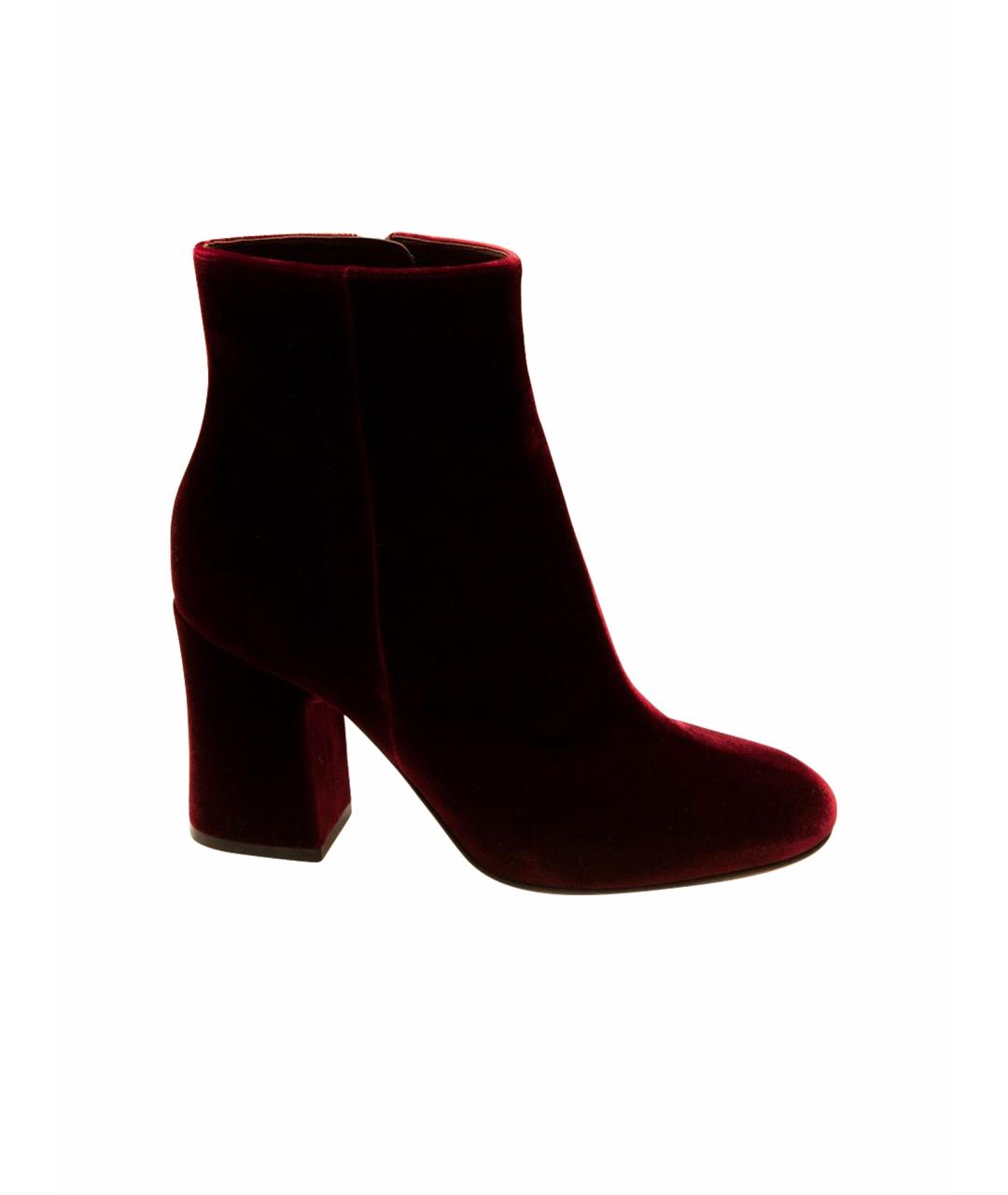 GIANVITO ROSSI Бордовые бархатные ботильоны, фото 1