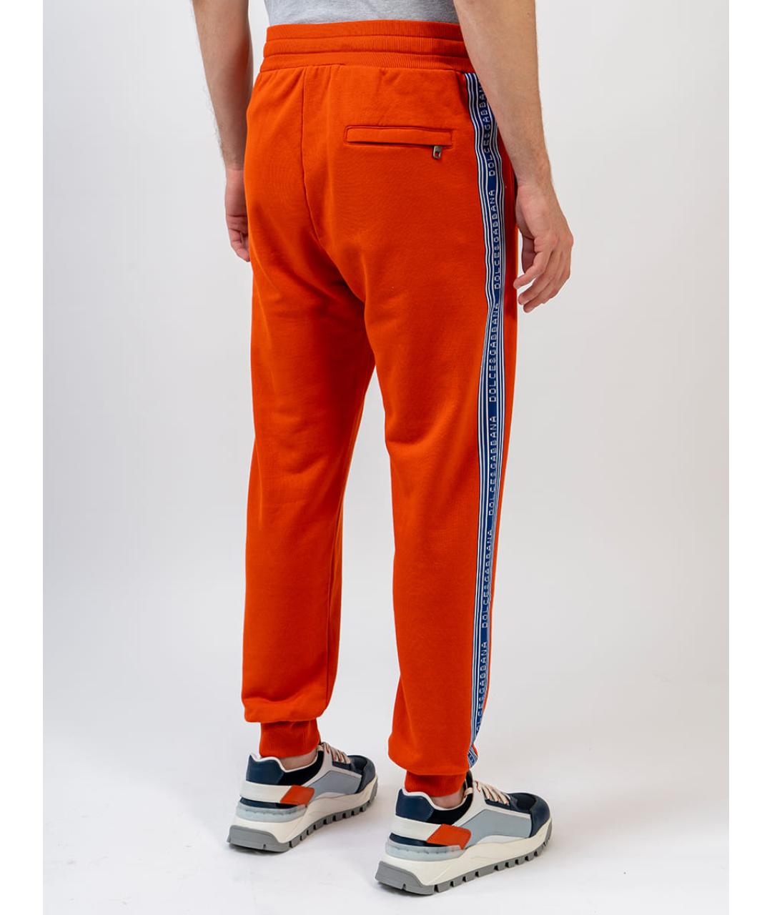 DOLCE&GABBANA Оранжевое хлопковые повседневные брюки, фото 3