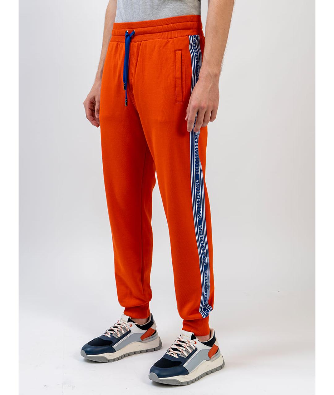 DOLCE&GABBANA Оранжевое хлопковые повседневные брюки, фото 2