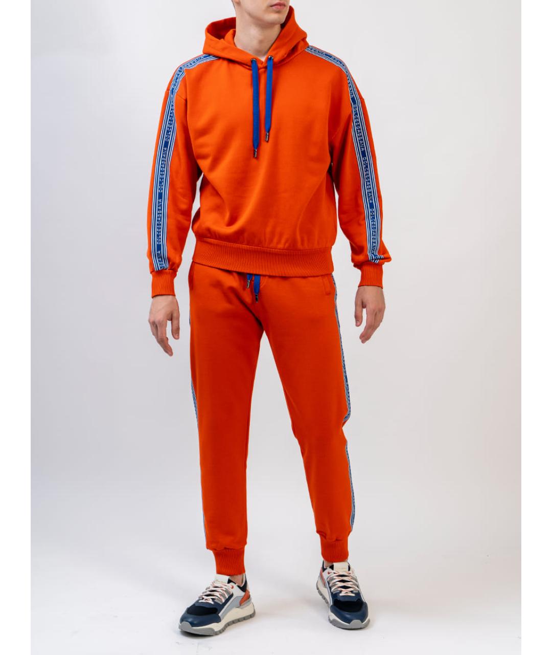 DOLCE&GABBANA Оранжевое хлопковые повседневные брюки, фото 4