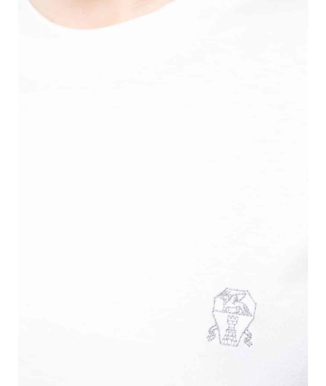 BRUNELLO CUCINELLI Белая хлопковая футболка, фото 4
