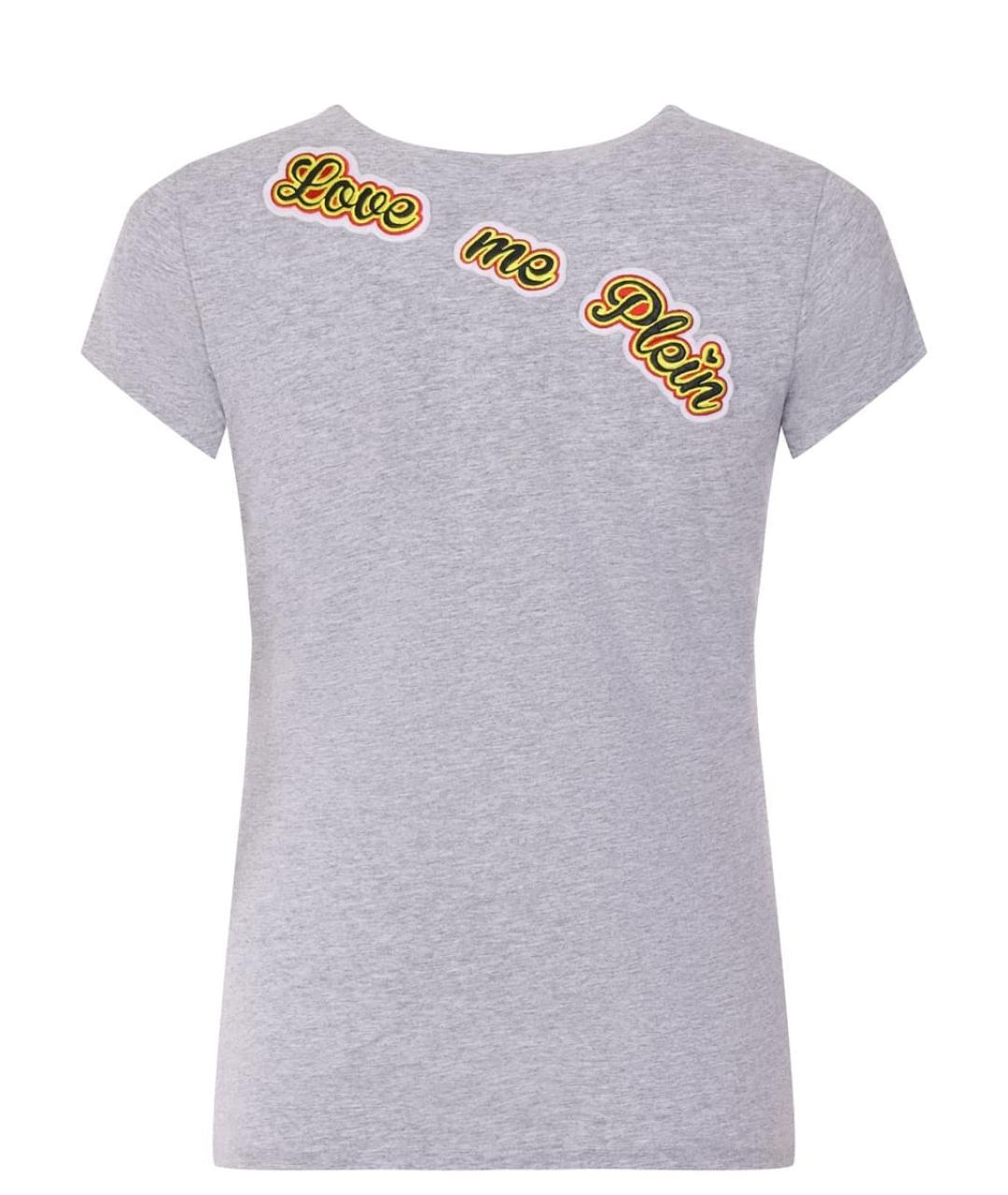 PHILIPP PLEIN Серая хлопковая футболка, фото 2