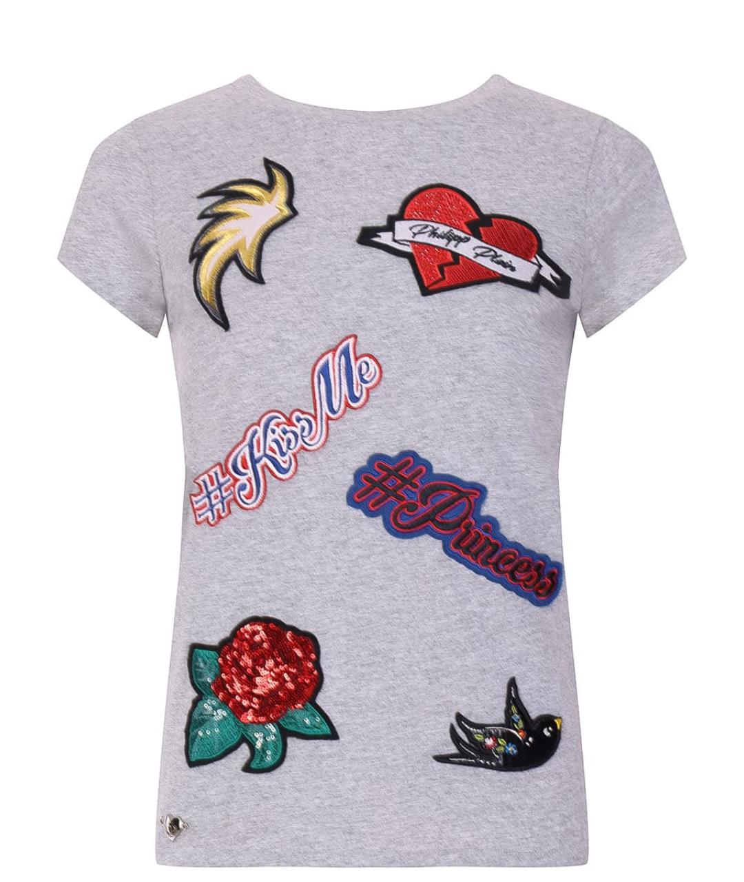 PHILIPP PLEIN Серая хлопковая футболка, фото 1