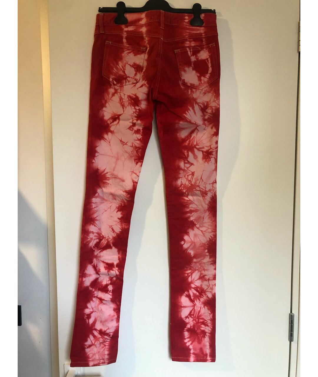 ISABEL MARANT Красные хлопко-эластановые прямые джинсы, фото 2
