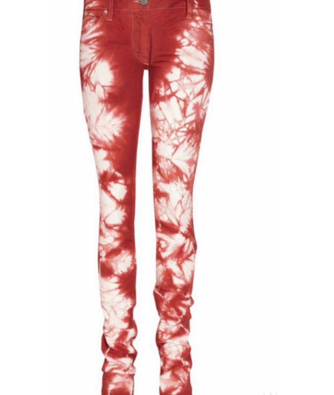 ISABEL MARANT Красные хлопко-эластановые прямые джинсы, фото 6