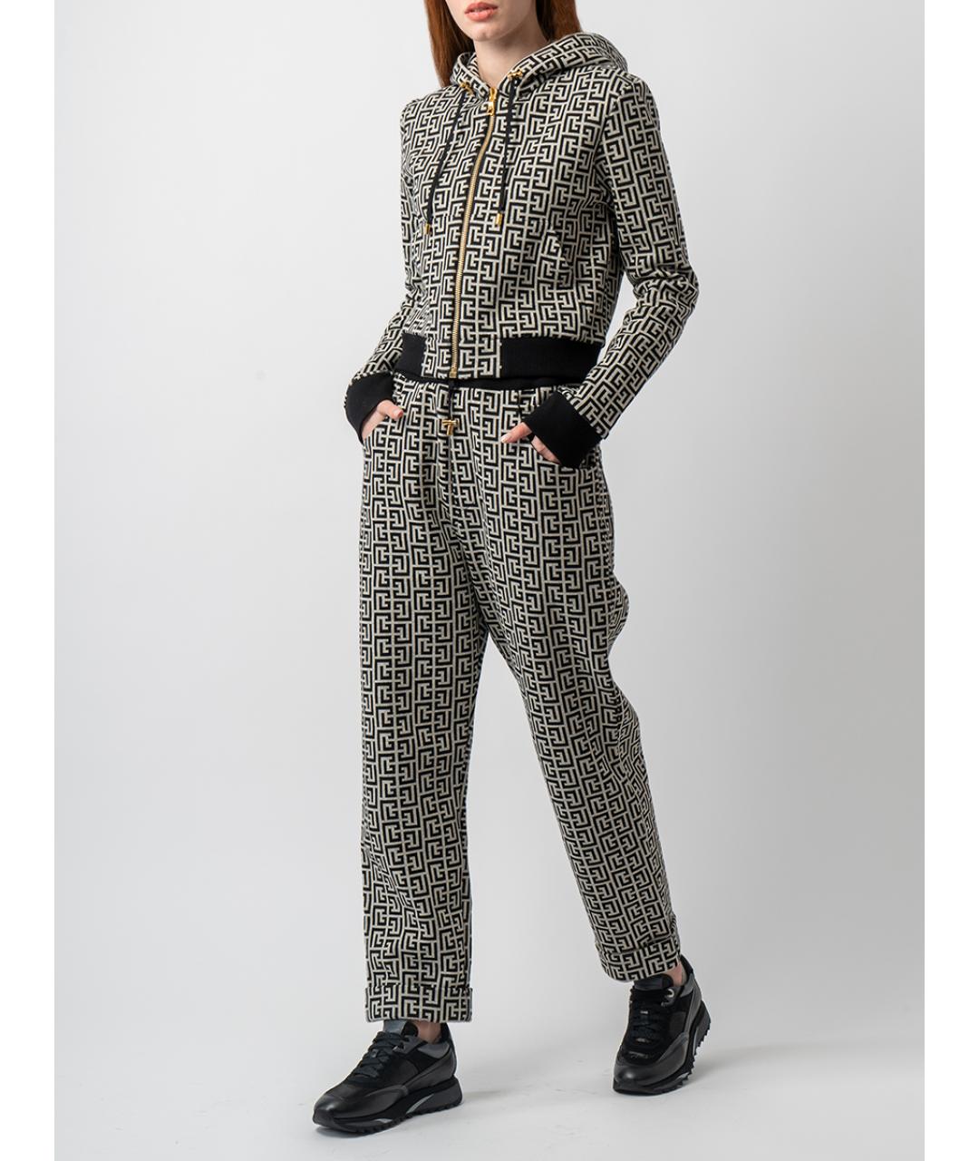 BALMAIN Черные хлопковые прямые брюки, фото 2