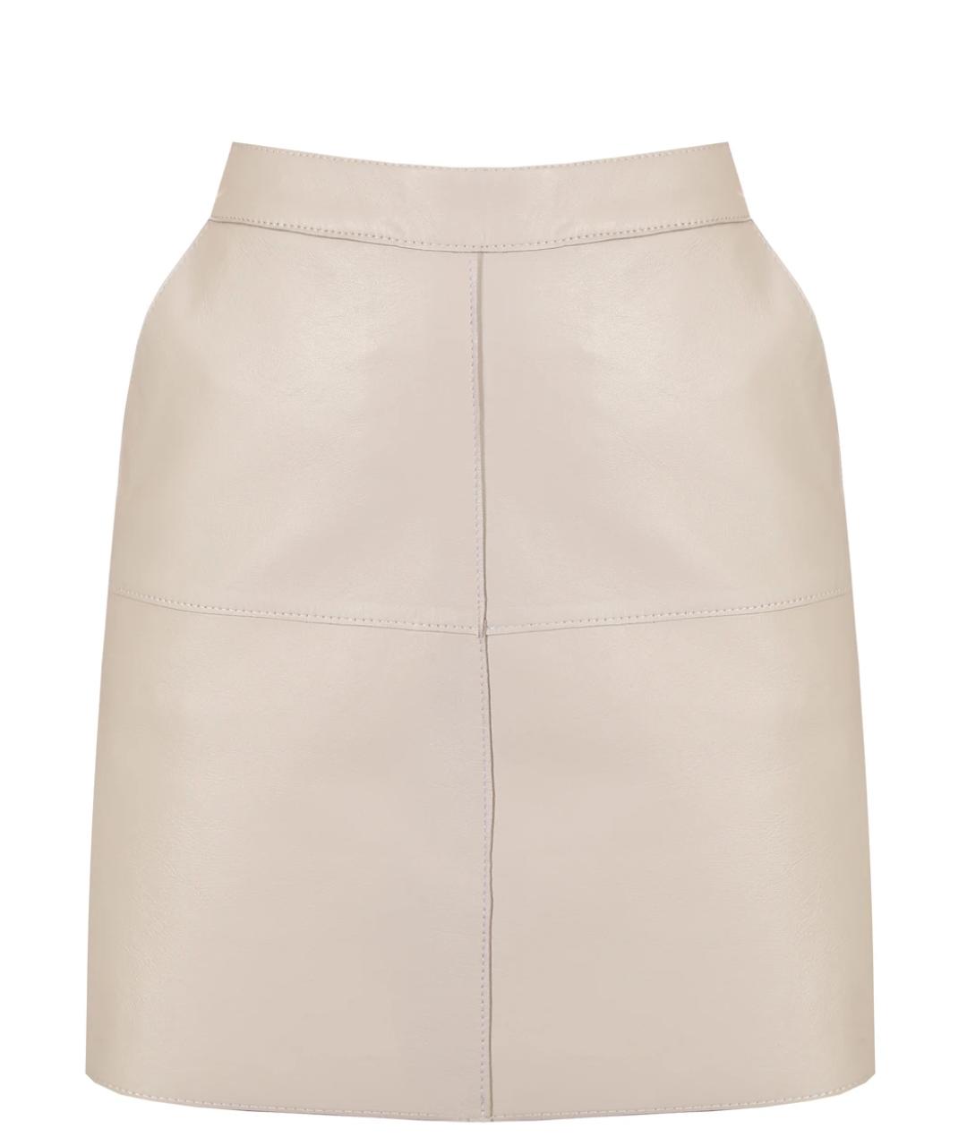 P.A.R.O.S.H. Бежевая кожаная юбка мини, фото 1